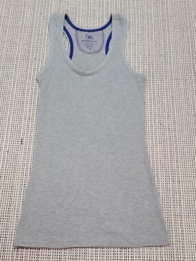 Active Basic Racerback Gray Ribbed Tank with Gray Trim Small